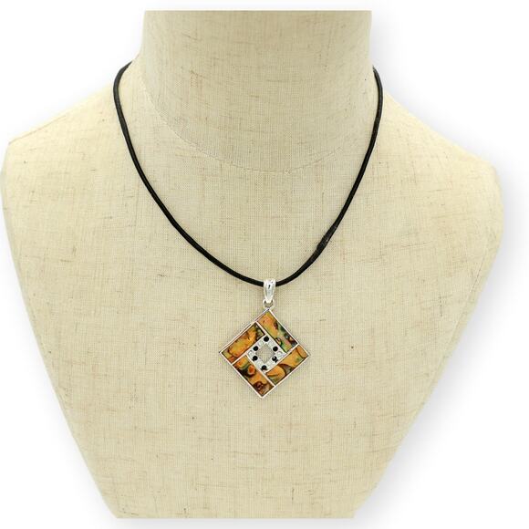 Kenneth Cole New York Cord Geometric Yellow Pendant Necklace - Picture 1 of 4